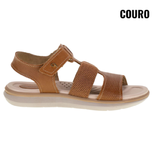 Sandalia Pegada Velcro Couro Feminina
